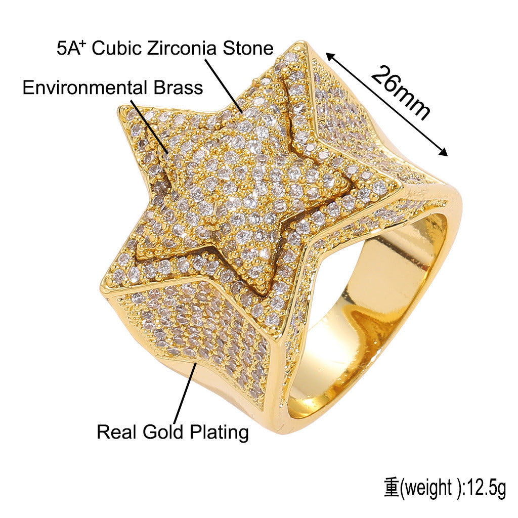 Star Cubic Zirconia Ring for Men