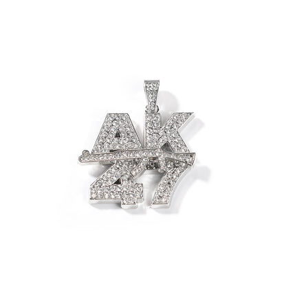 Iced Out Hip Hop Pendant Necklace with 24 Inch Twist Chain - Gold & Silver Tone Statement Charm