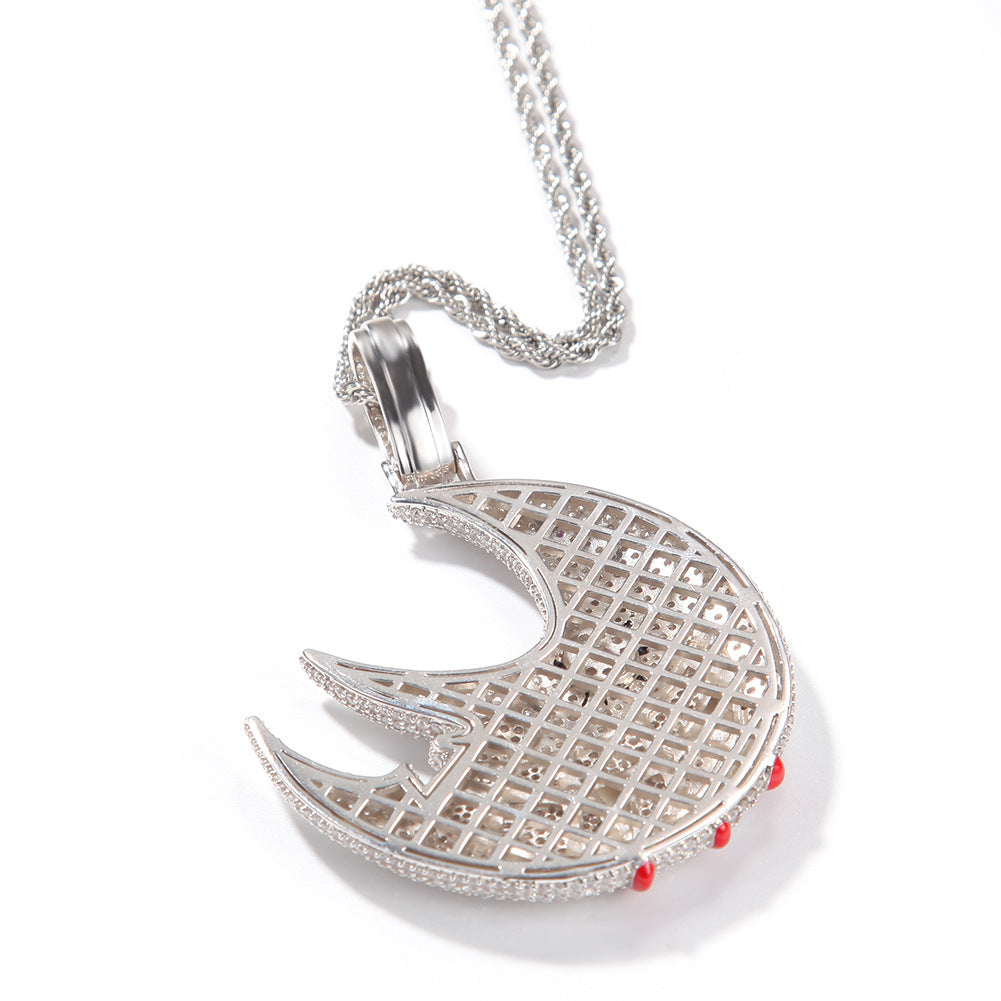 Silver Plated Crescent Moon Pendant Necklace with Stainless Steel Twist Chain for Women