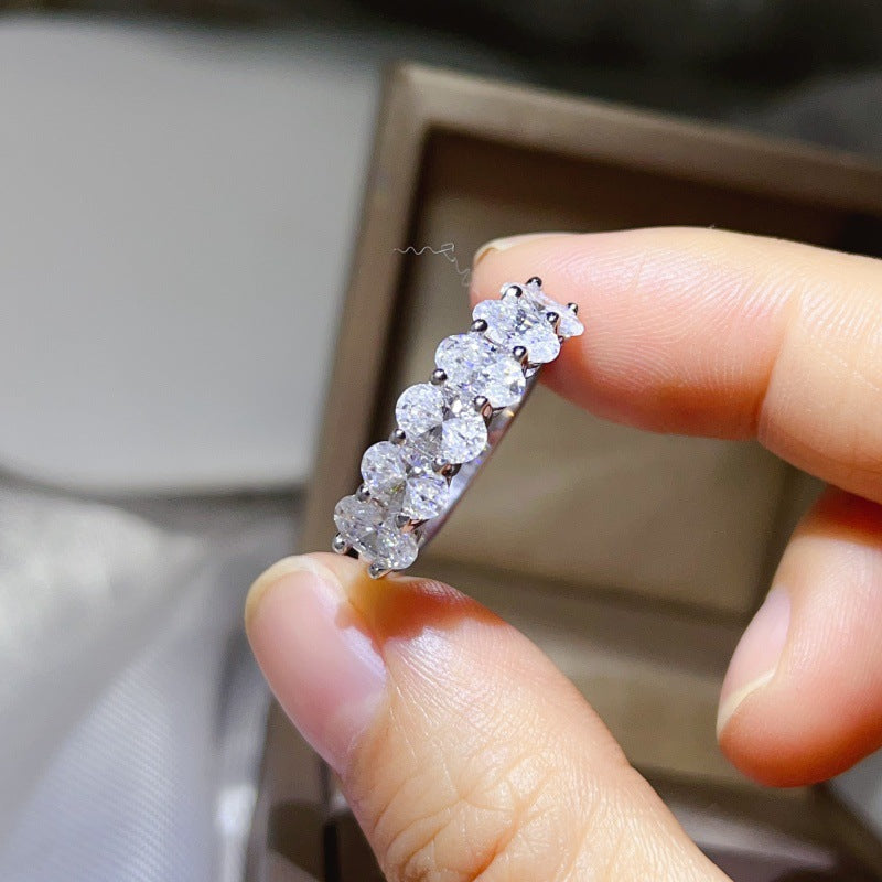 Oval Cut Row Ring for Women, U-Shape Band Stackable Statement Ring Sizes 9-18 product image