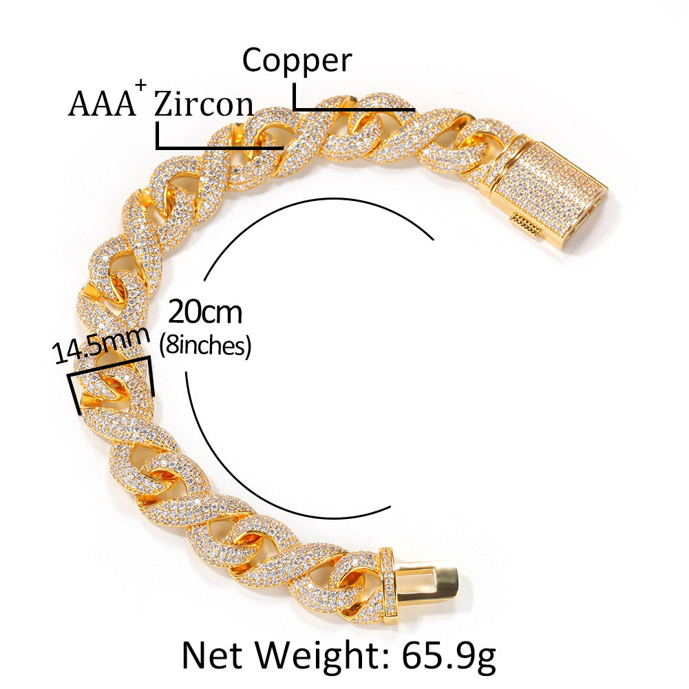 Unisex Iced Cuban Link Necklace with Cubic Zirconia in Gold or Silver Tone product image