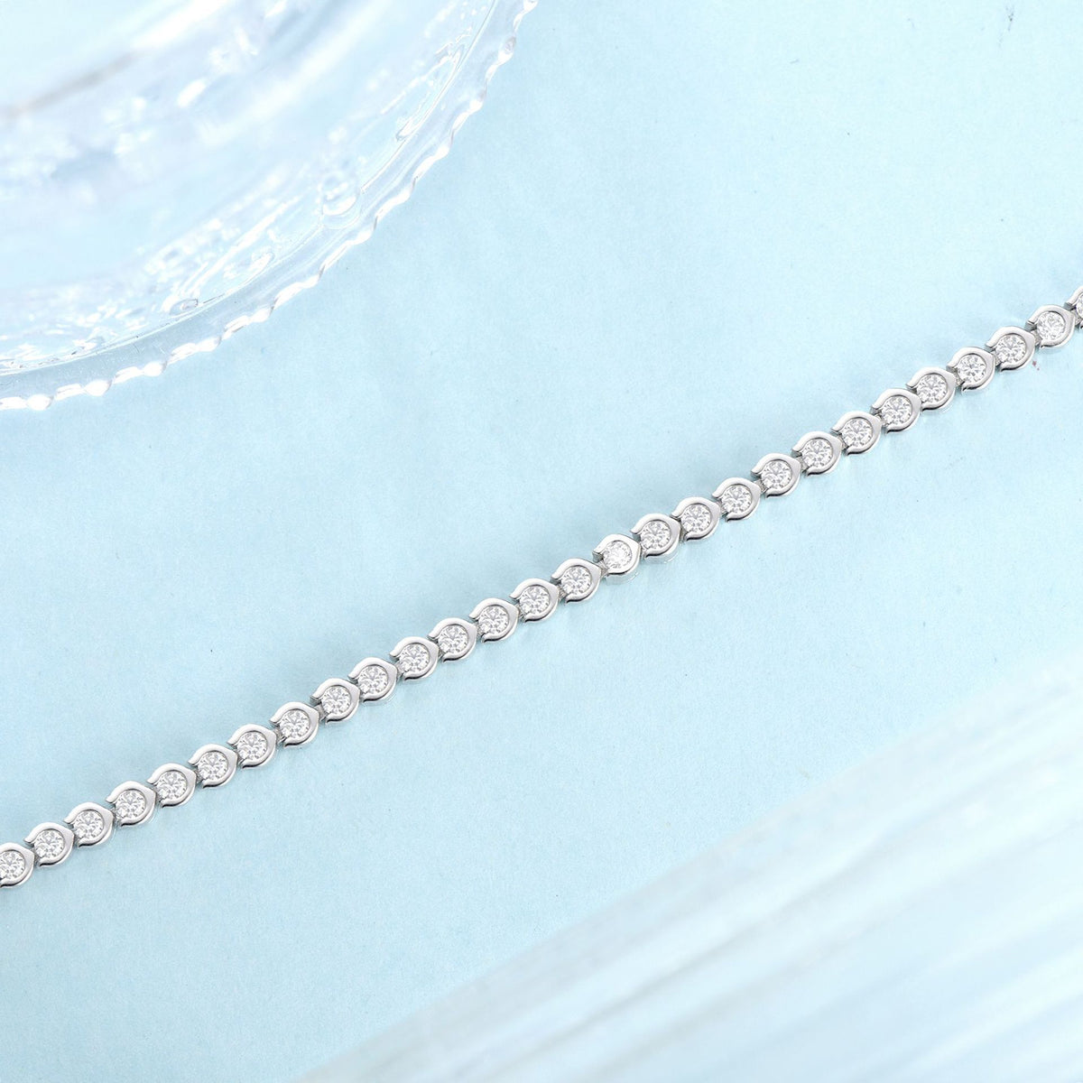 Moissanite Tennis Bracelet, S925 Sterling Silver, 18k Gold-Plated, Slim Stackable Bracelet product image