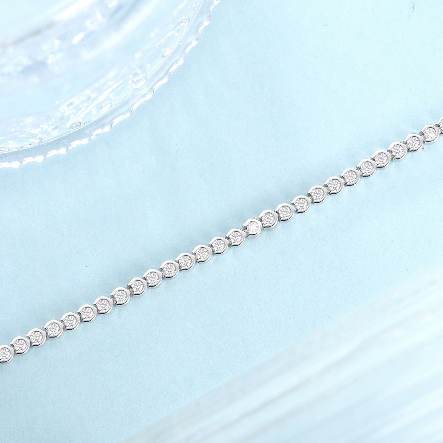 Moissanite Tennis Bracelet, S925 Sterling Silver, 18k Gold-Plated, Slim Stackable Bracelet product image