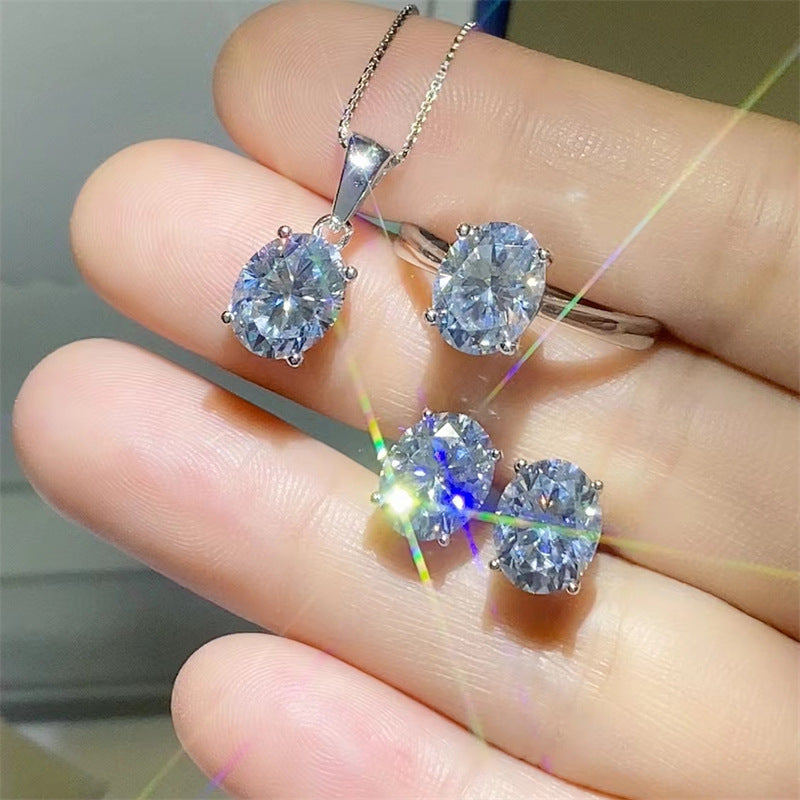 Oval Moissanite Ring, Stud Earrings & Pendant Jewelry Collection product image