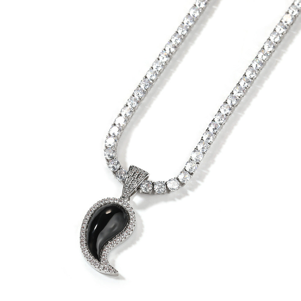 Asymmetrical Paisley Pendant Necklace with Cubic Zirconia Rope Chain for Women product image