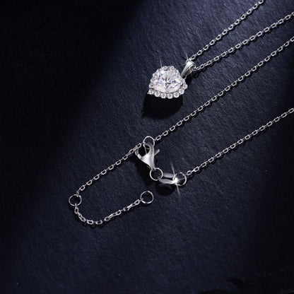 Heart Moissanite Pendant Necklace, S925 Sterling Silver, 18K Gold Plated