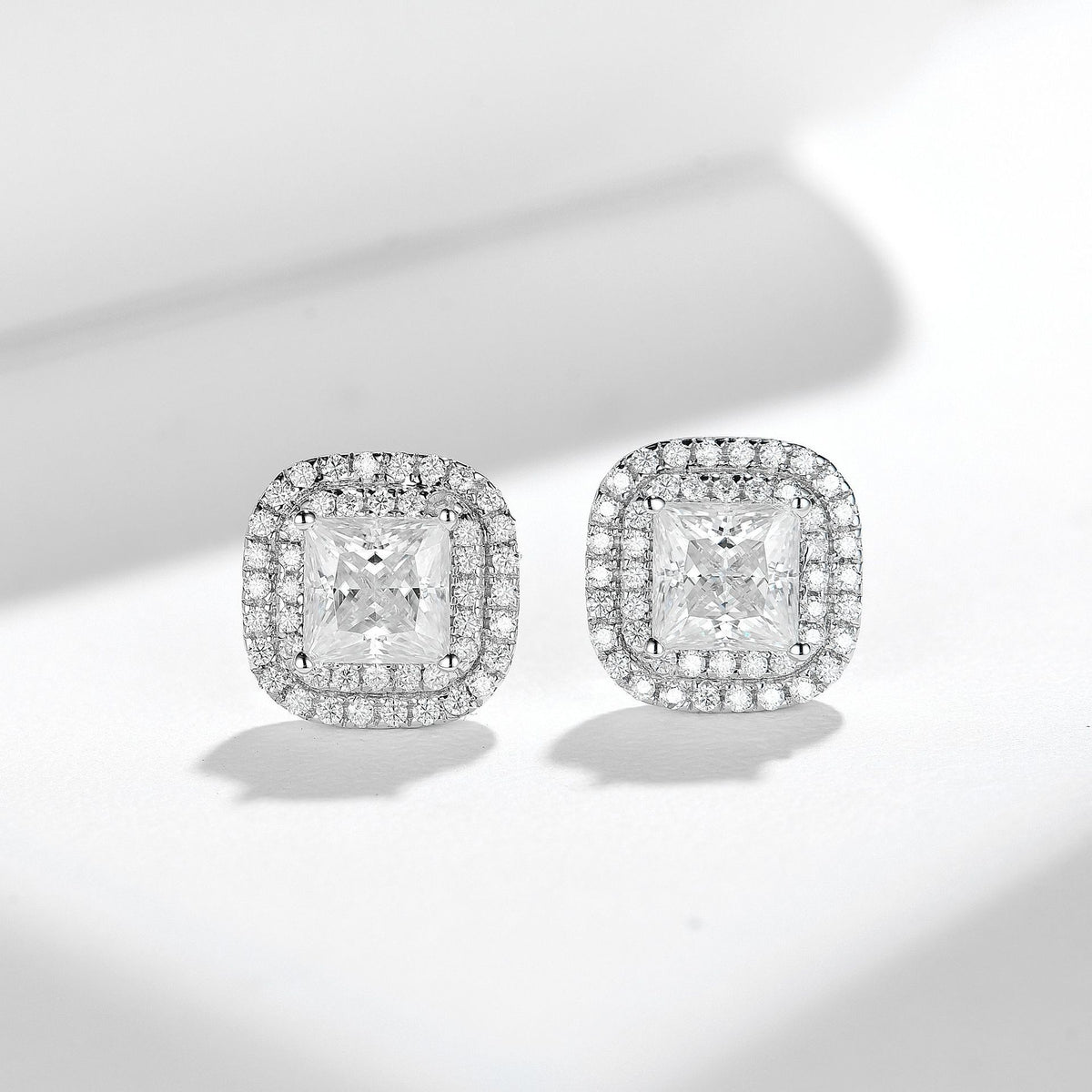 1 Carat Princess Cut Moissanite Stud Earrings, S925 Silver 18K Gold Plated product image