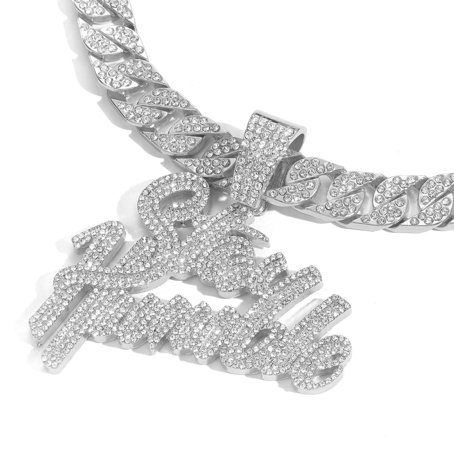 Hip Hop Letter Cuban Link Alloy Pendant Necklace for Men and Women