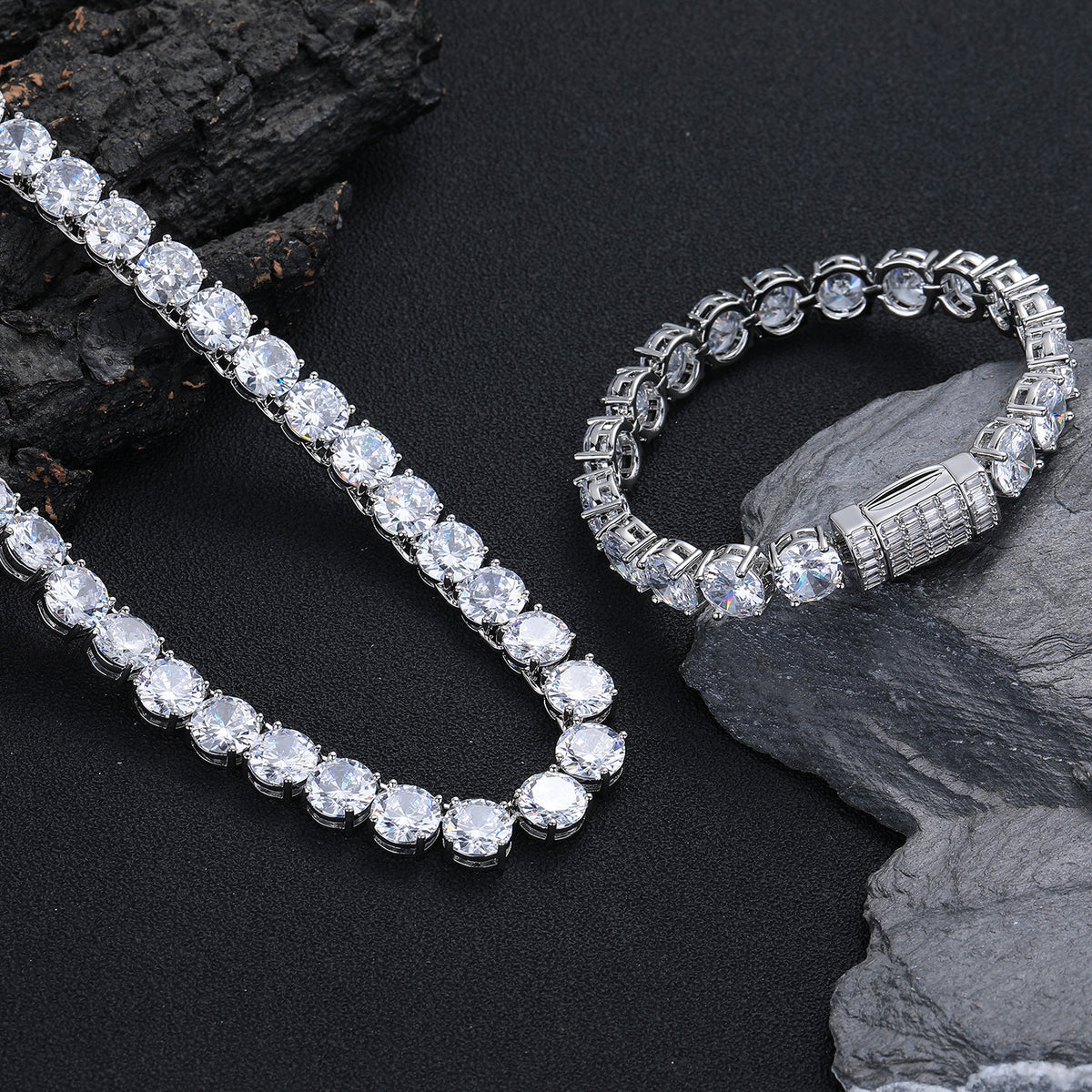 10mm Cubic Zirconia Tennis Chain Necklace & Bracelet product image