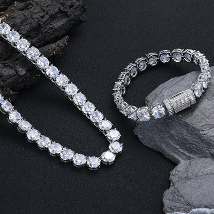 10mm Cubic Zirconia Tennis Chain Necklace & Bracelet