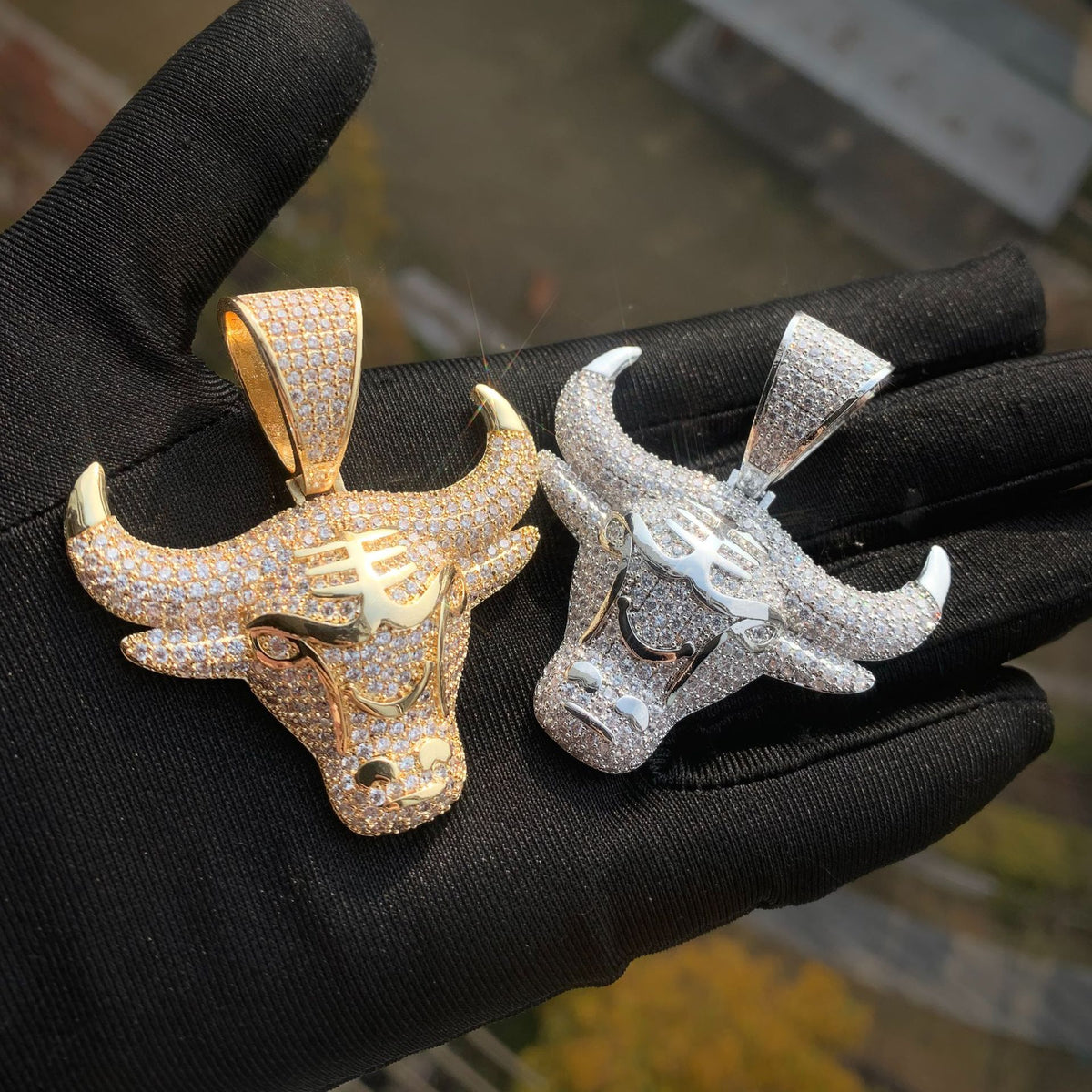Iced Out Bull Pendant Necklace product image