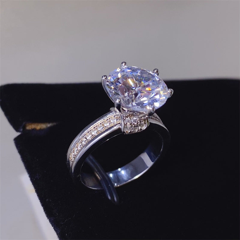 Moissanite Ring for Women Hidden Halo Solitaire Engagement Ring with U-Shaped Band, 1CT 2CT 3CT 5CT product image