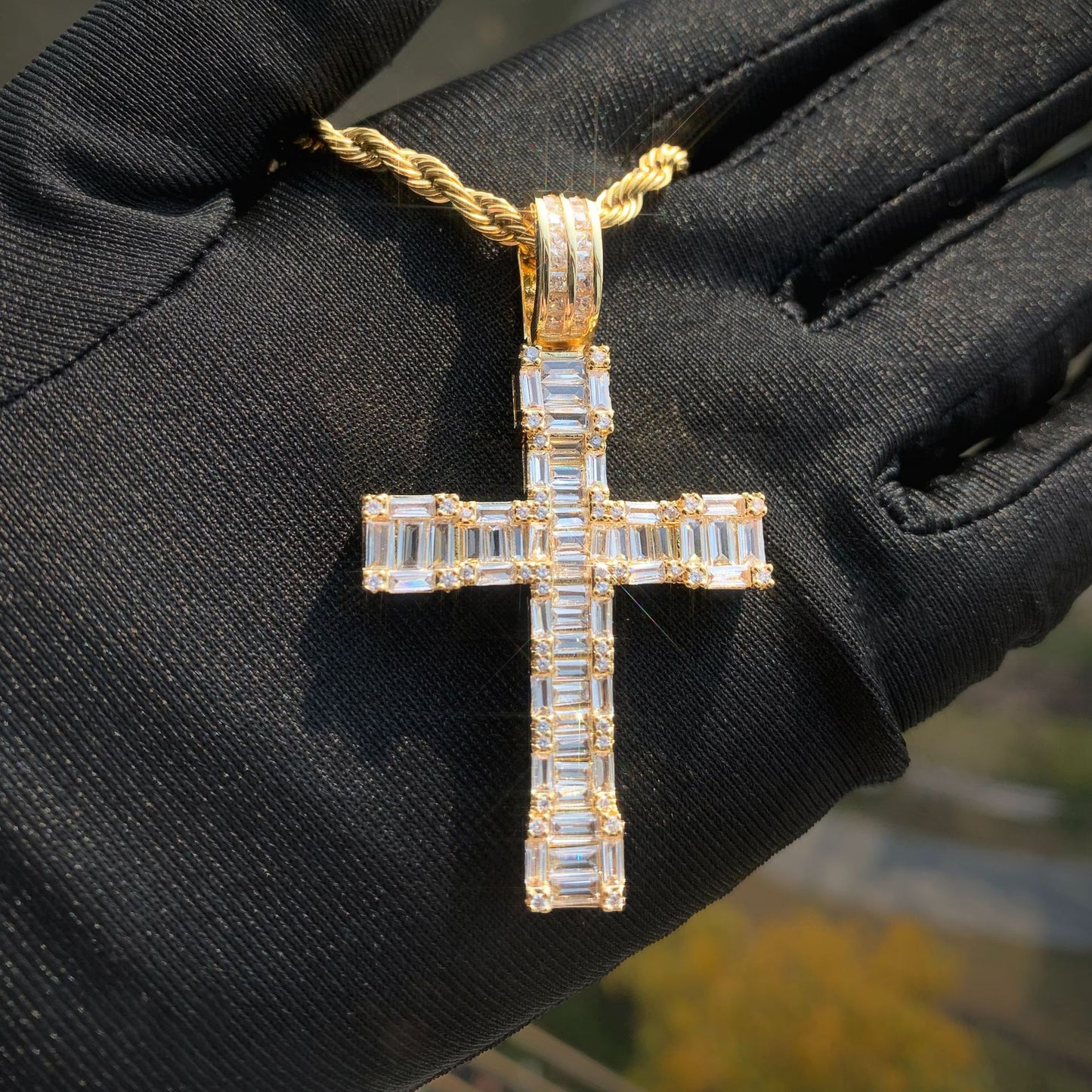Iced Cross Pendant Necklace