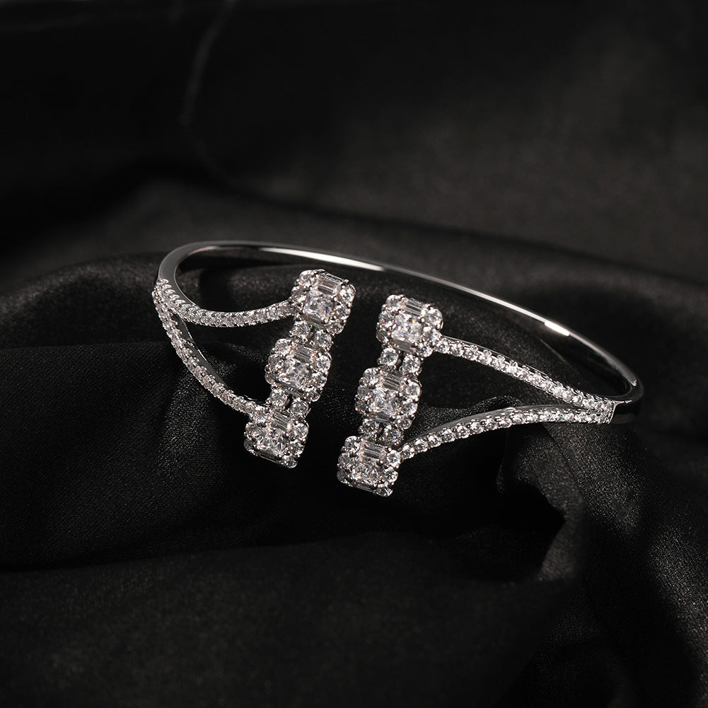 Elegant Cubic Zirconia Copper Bangle Bracelet for Women in Gold, Silver & Rose Gold product image