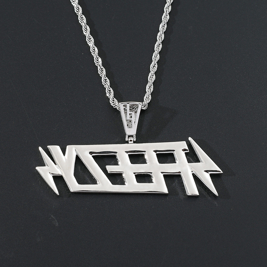 Hip Hop Star Geometric Round Cubic Zirconia Pendant Necklace for Men and Women