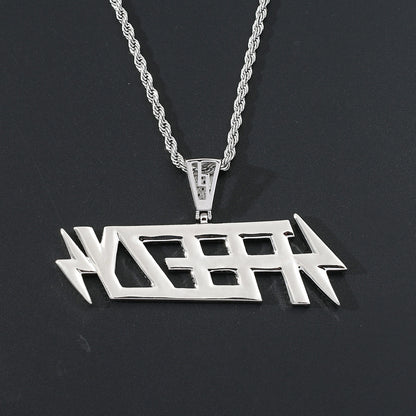 Hip Hop Star Geometric Round Cubic Zirconia Pendant Necklace for Men and Women