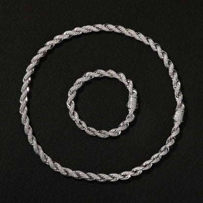 8mm Iced Out Twisted Link Chain Necklack