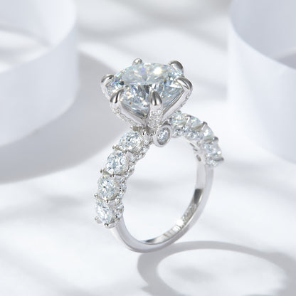 5 Carat Round Cut Moissanite Halo Engagement Ring
