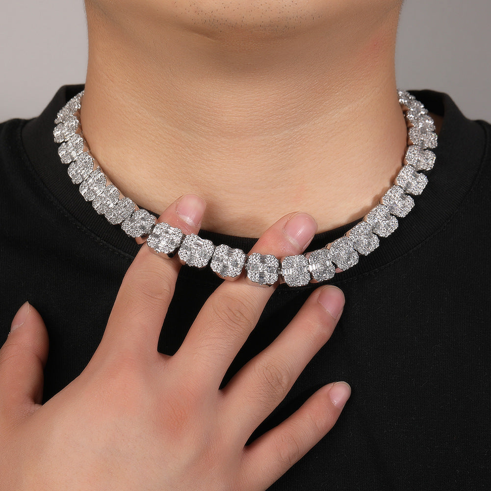 Unisex Iced Out Cubic Zirconia Link Bracelet – Hip Hop Copper Cuban Style Chain in Gold and Silver product image