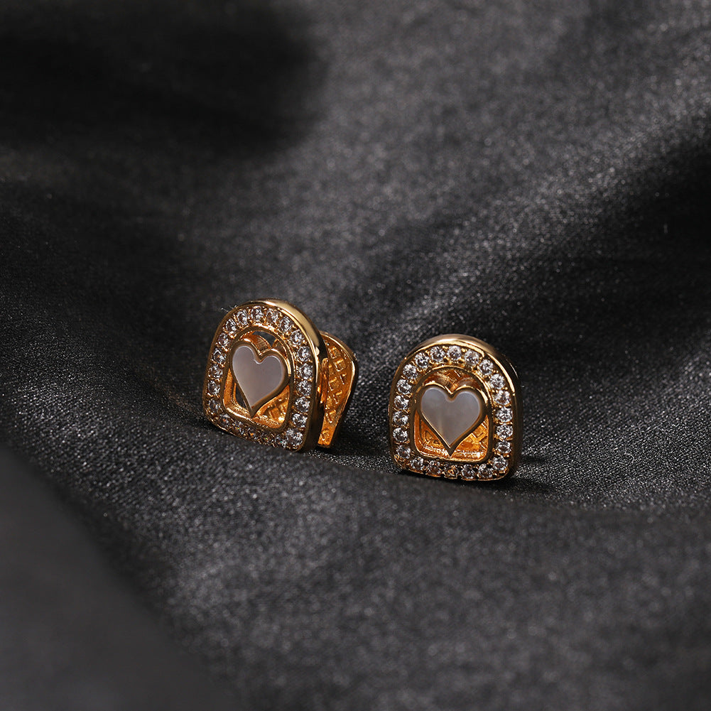Shell Heart Stud Earrings for Women – Gold Plated or Silver Plated Copper, Dainty Elegant Statement Earrings
