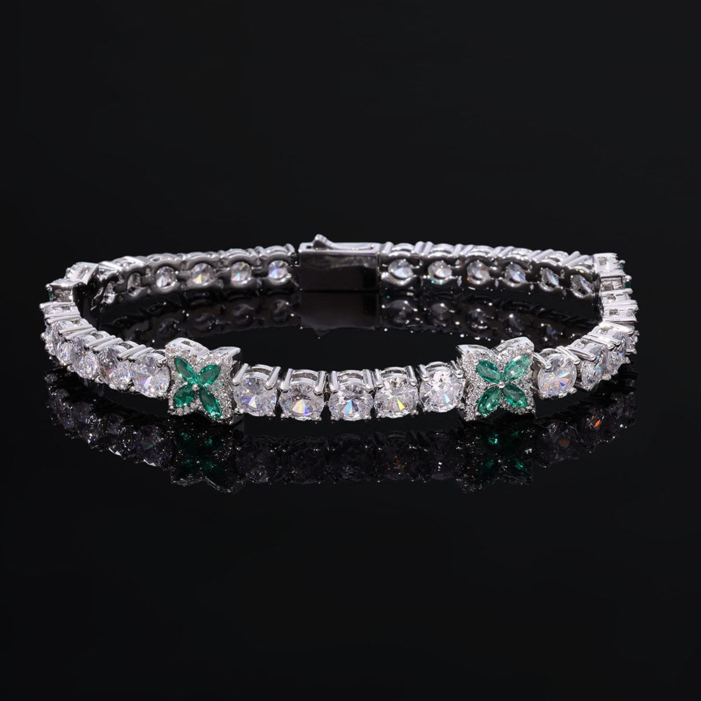 5 mm Clover CZ Tennis Hip Hop Bracelet with Copper Base - CHA424 product image