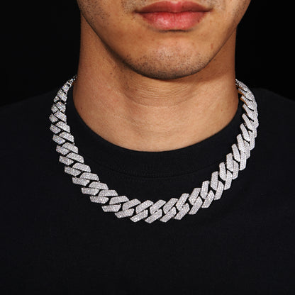 18mm Iced Out Moissanite Cuban Link Chain Necklace Bracelet for Men and Women