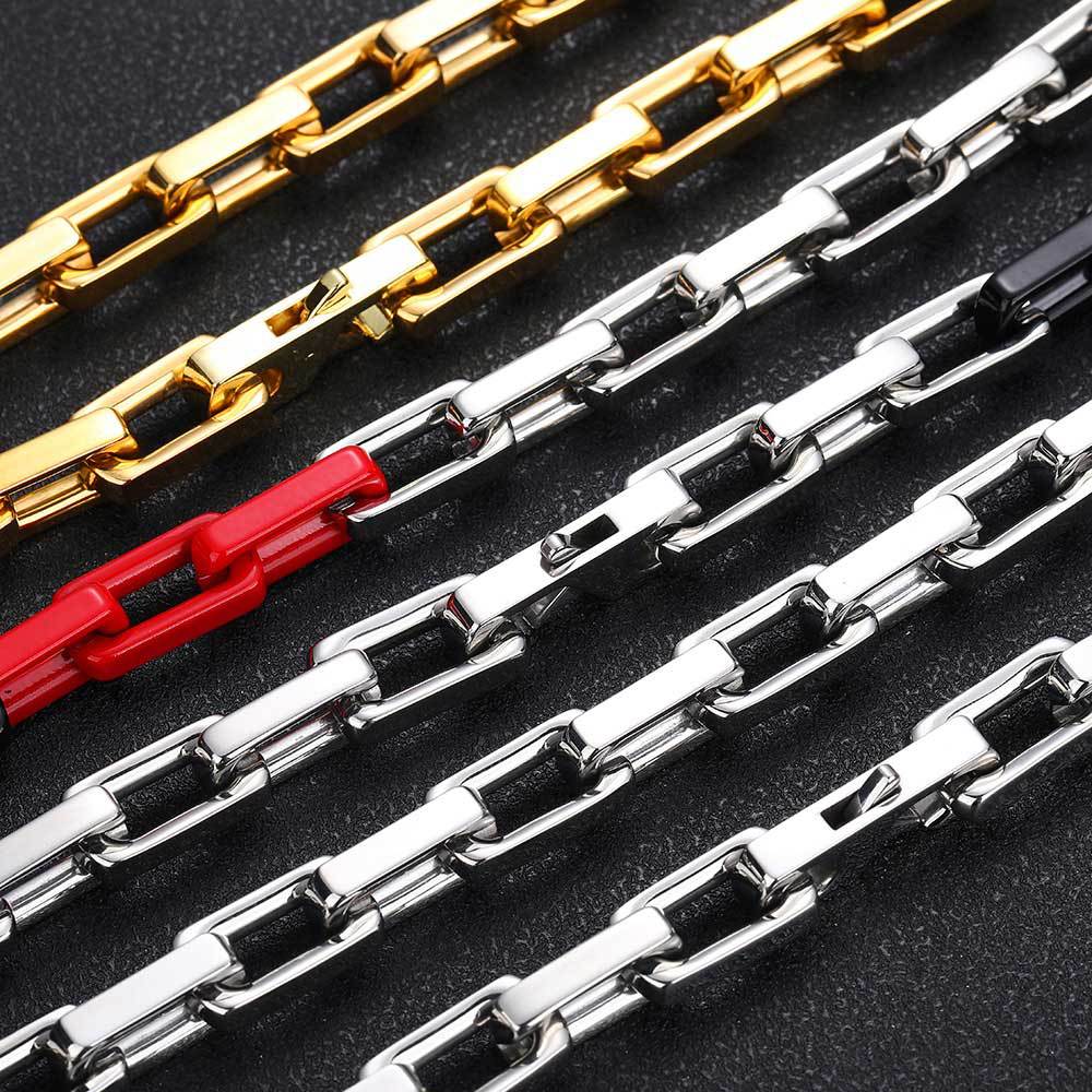 9 mm Polished Rectangular Link Hip Hop Necklace or Bracelet with Stainless steel Base - CHA261 product image