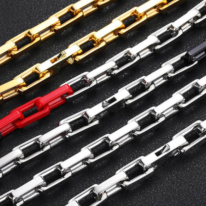 9 mm Polished Rectangular Link Hip Hop Necklace or Bracelet with Stainless steel Base - CHA261