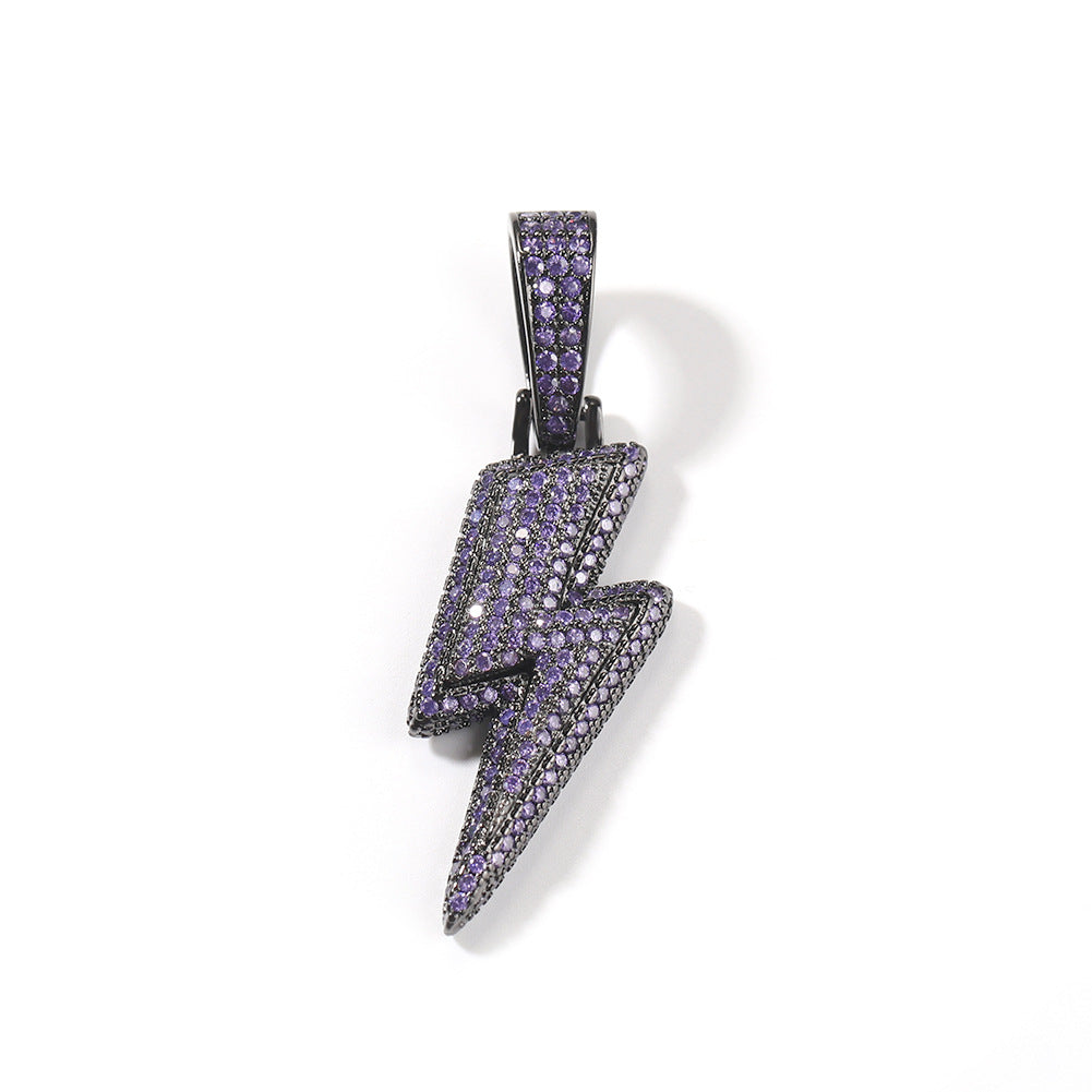 Lightning Bolt Cubic Zirconia Pendant Necklace with 24-Inch Twist Chain for Women