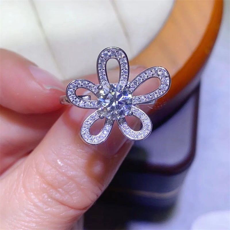 Moissanite Flower Ring for Women, 1 Carat Floral Engagement Ring, Promise Wedding Ring product image