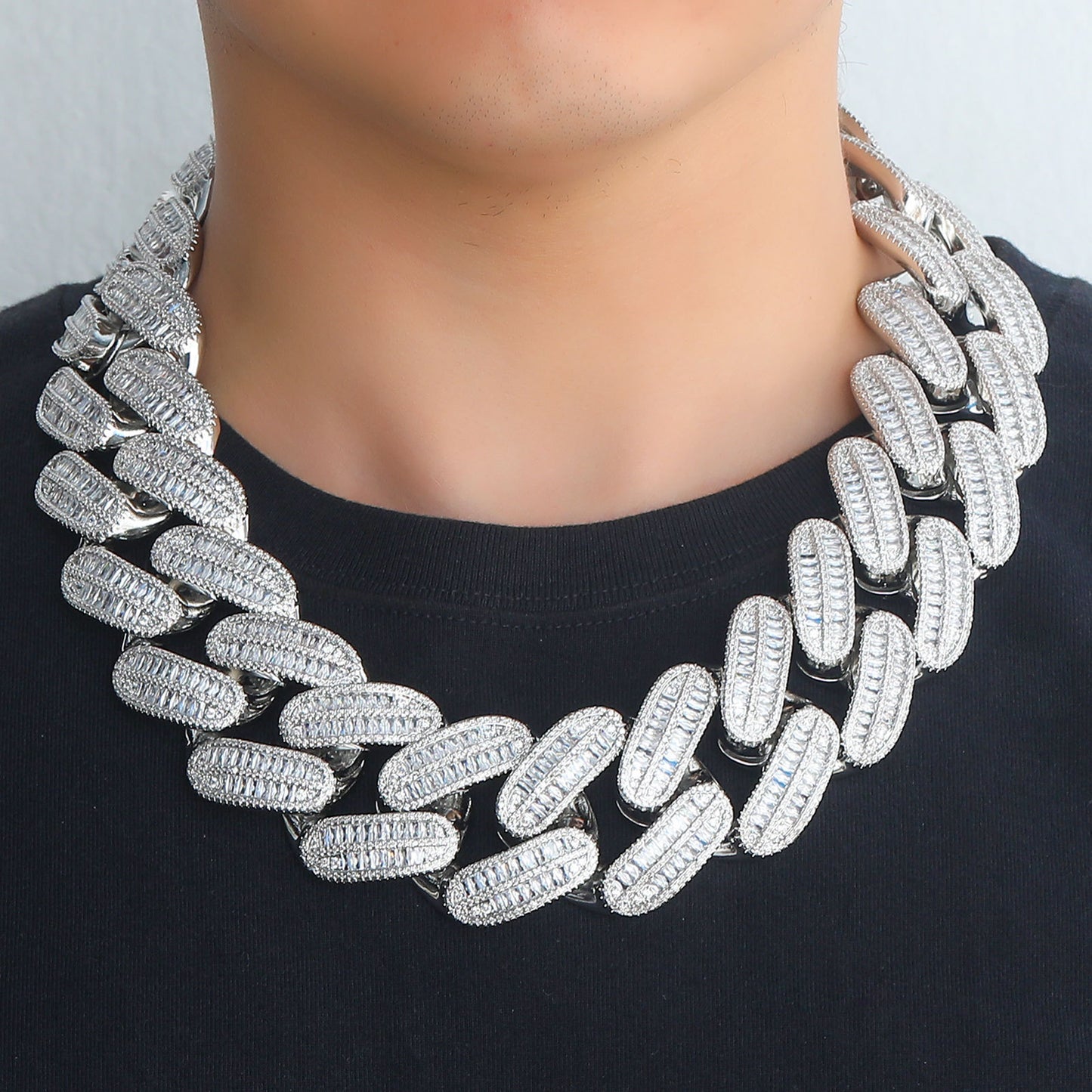 Hip Hop Punk Fashion Cubic Zirconia Necklace for Men