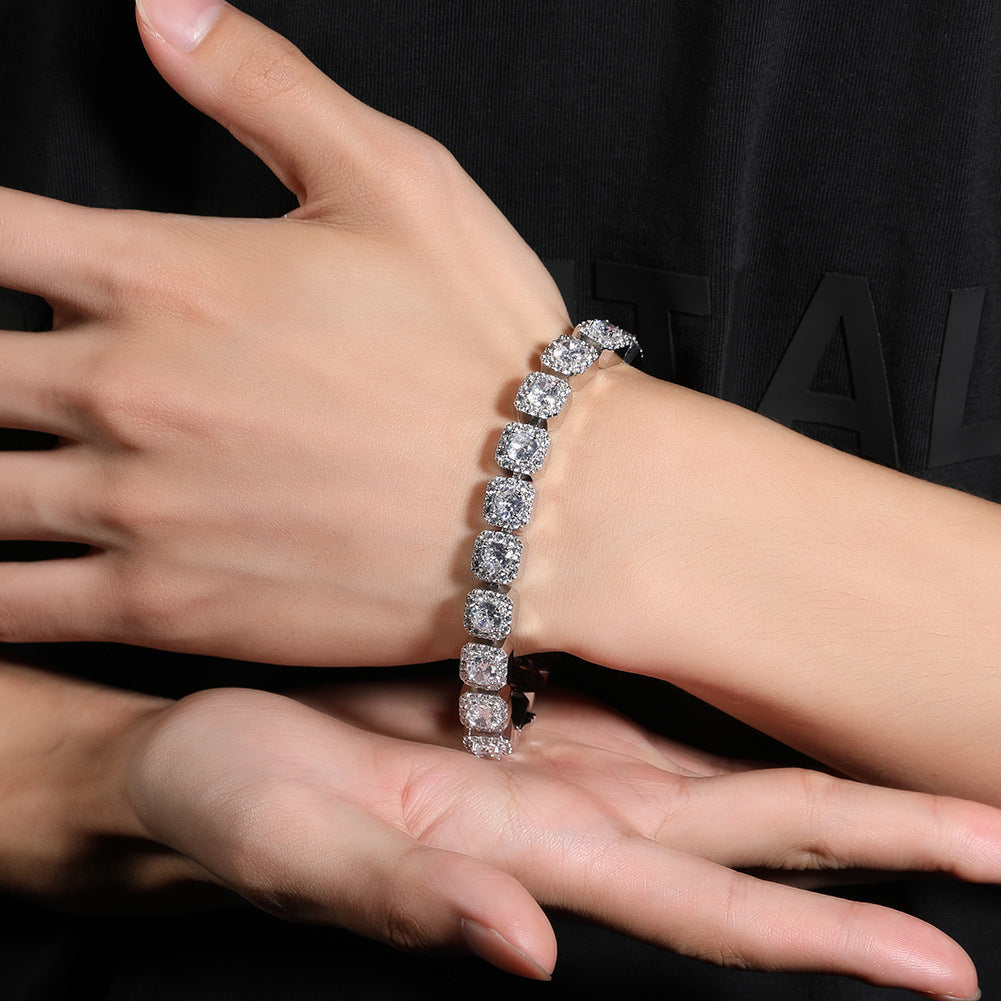 Octagonal Cubic Zirconia Hip Hop Bracelet for Women & Men - Gold Plated or Silver Plated Statement Chain