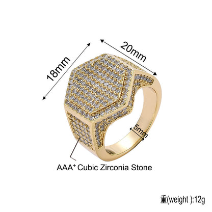 Hip Hop Minimalist Geometric Cubic Zirconia Ring for Men