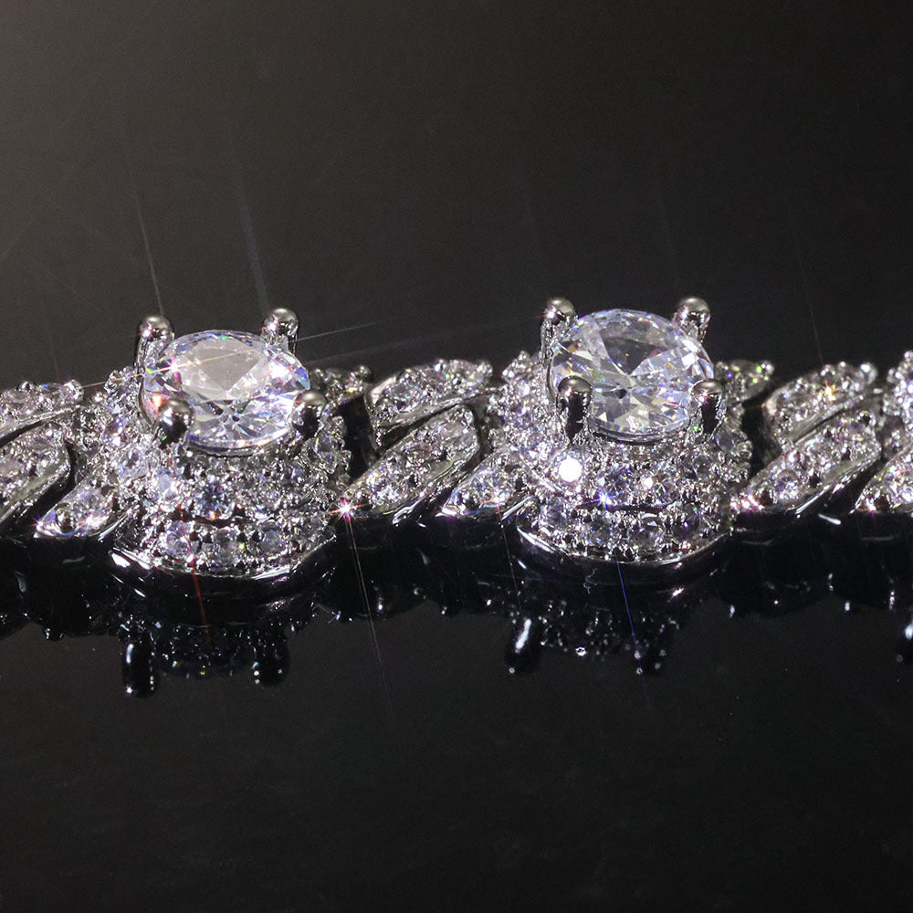 7.5 mm Round Cluster CZ Cuban Copper Bracelet - CHA318 product image