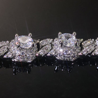 7.5 mm Round Cluster CZ Cuban Copper Bracelet - CHA318