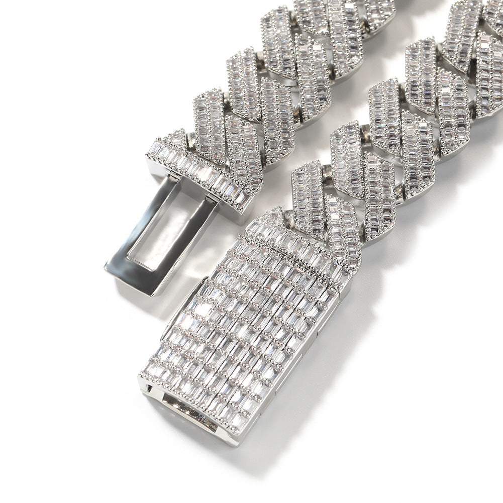 Men’s Iced Out Cuban Link Chain Necklace & Bracelet Set with Cubic Zirconia, Gold or Silver Tone, 20MM Statement Jewelry product image