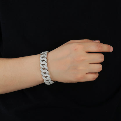 Hip Hop Diamond Shape Cuban Link Cubic Zirconia Bracelet for Men