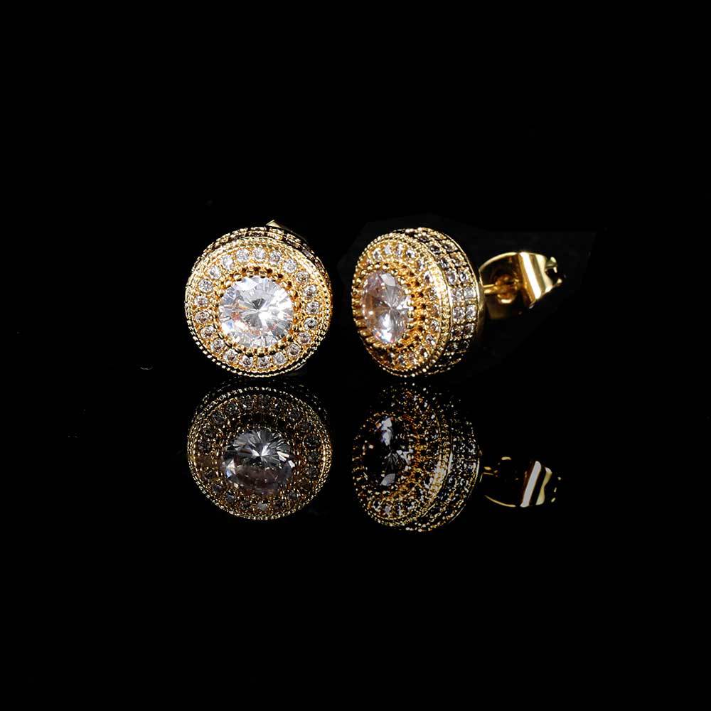 Round Halo CZ Stud Copper Earrings in Selectable Colors and Sizes - EAR001 product image