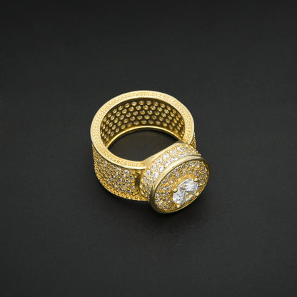 Men’s Round Cubic Zirconia Statement Ring in Gold or Silver Color