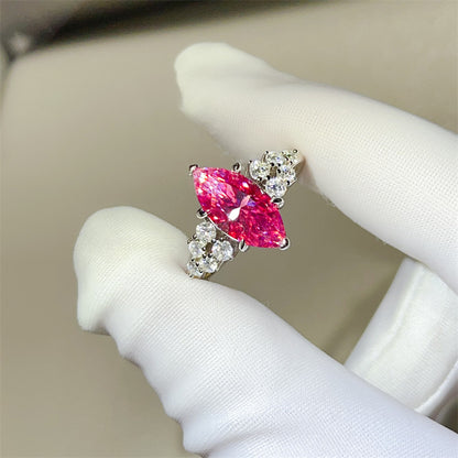 3 Carat Marquise Cut Moissanite Ring for Women, Color Stone Statement Ring, Wedding Party Dress Ring