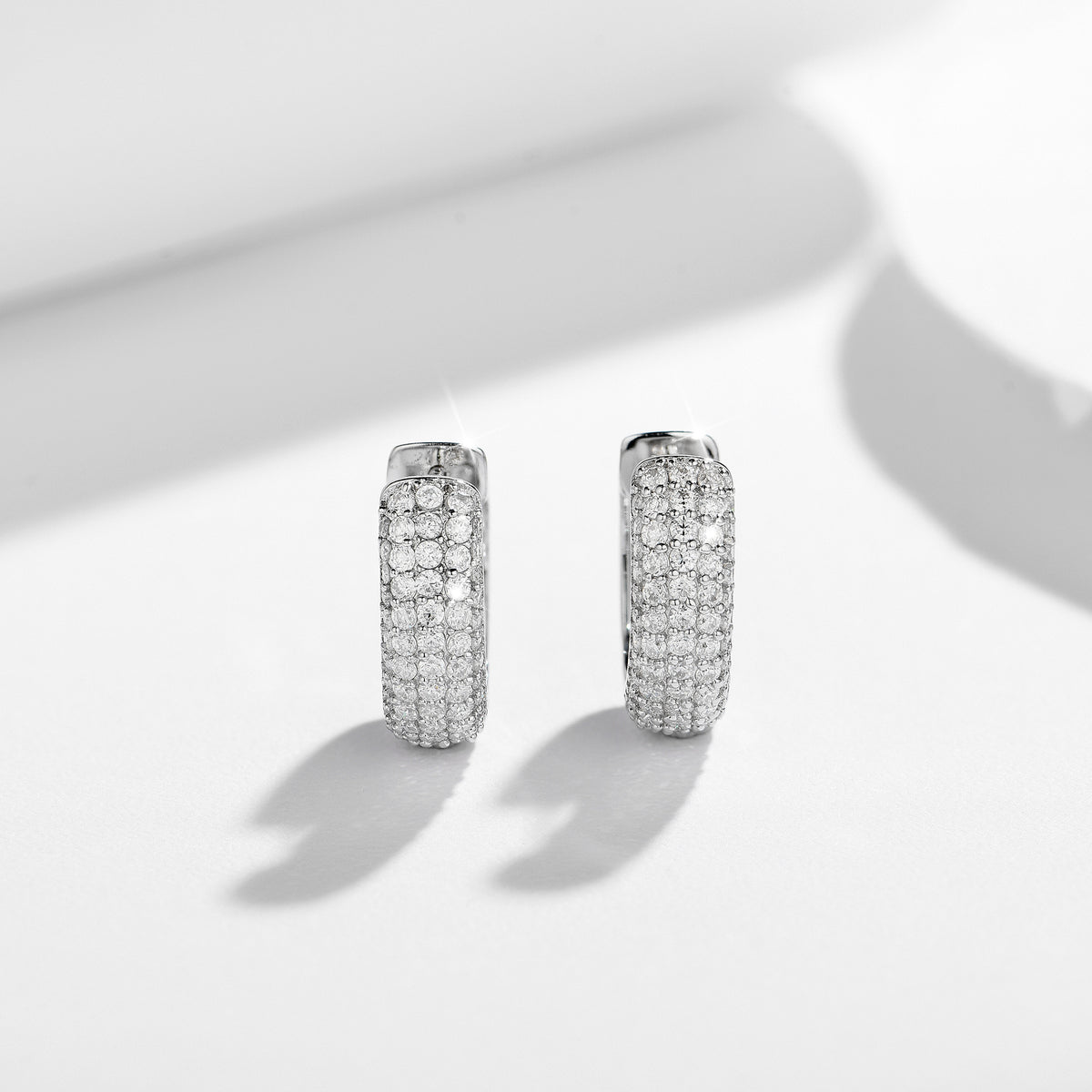 S925 Moissanite Huggie Hoop Earrings for Women, Pave Hoop Earrings, Everyday Sparkle Jewelry Gift product image
