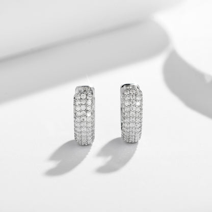 S925 Moissanite Huggie Hoop Earrings for Women, Pave Hoop Earrings, Everyday Sparkle Jewelry Gift
