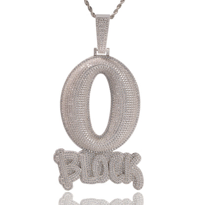 Iced Out Letter Pendant Necklace for Men and Women - Silver Plated Cubic Zirconia Hip Hop Statement Chain, 24 Inch Twist Rope Chain