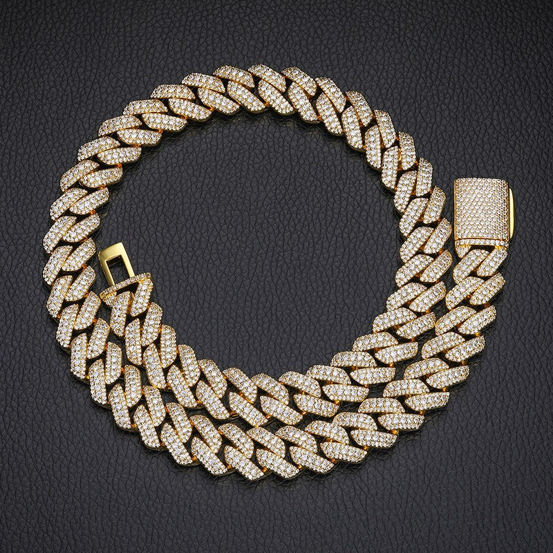 Iced Out 15mm Triple Row Cuban Link Chain Necklace for Men & Women product image