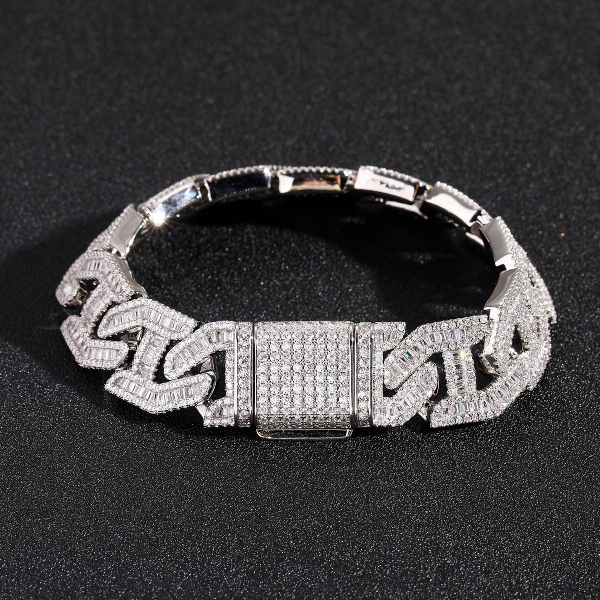 Hip Hop Minimalist Diamond Shape Cuban Link Cubic Zirconia Bracelet for Men product image