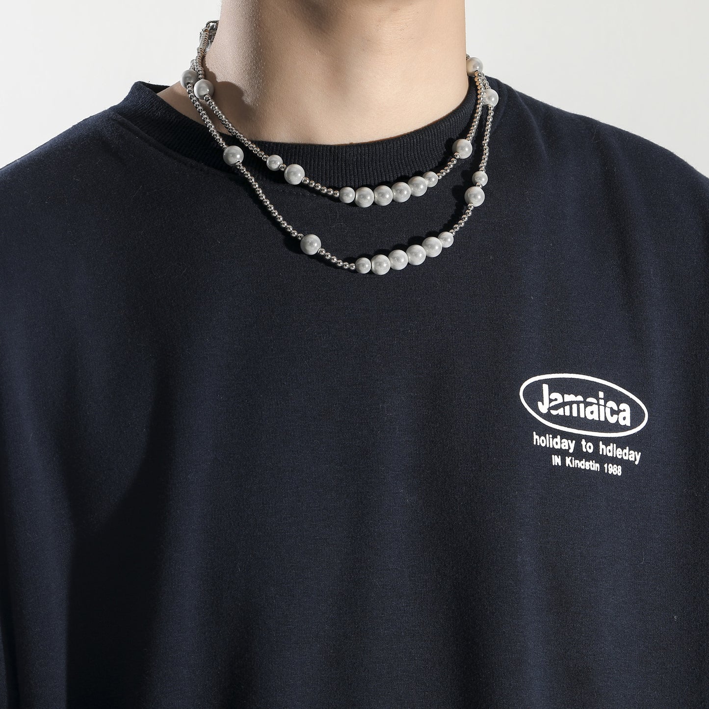 Hip Hop Vintage Fashion Pearl Necklace for Men
