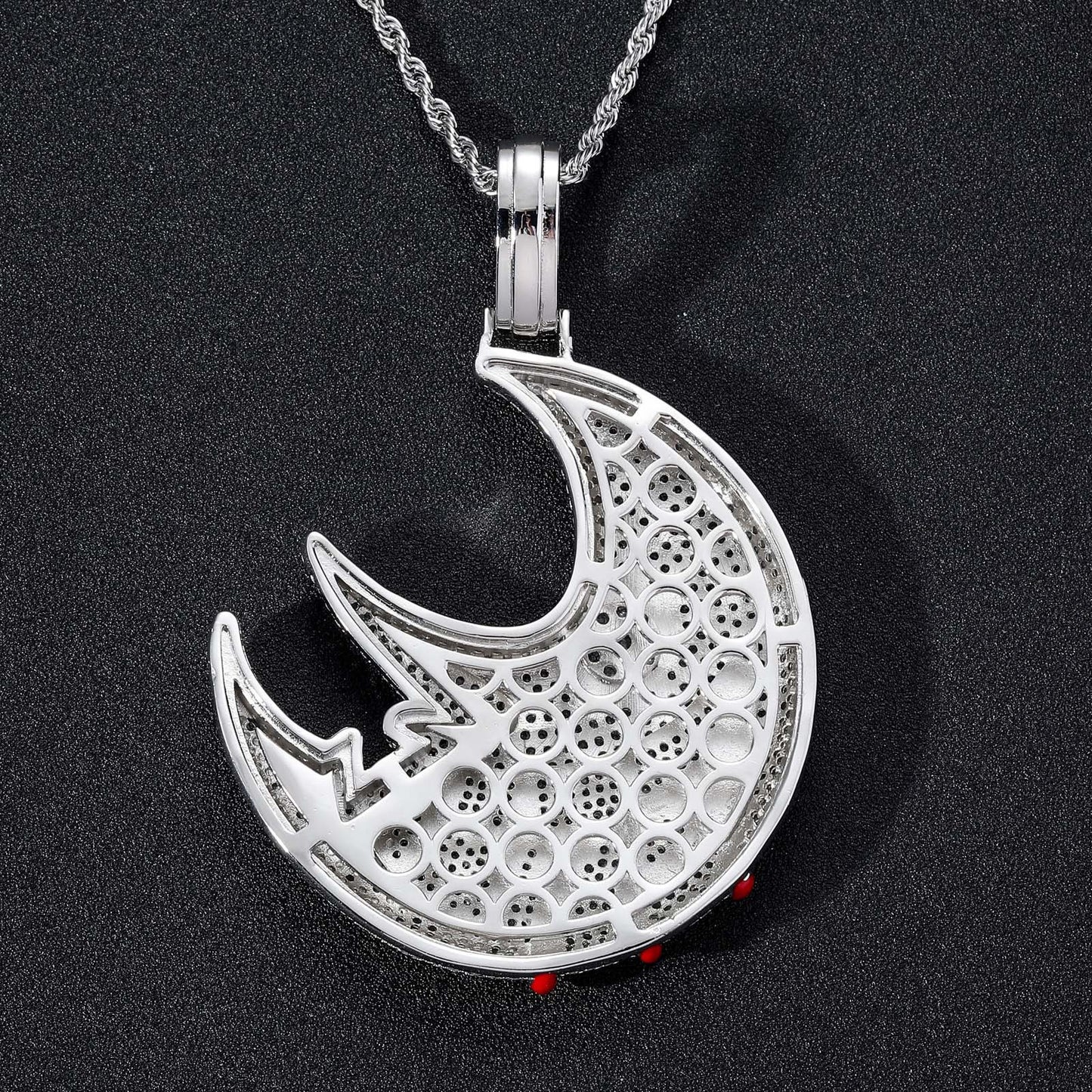 Hip Hop Crescent Moon Copper Pendant Necklace for Men and Women