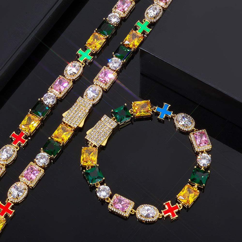 10 mm Multicolor Cross CZ Link Copper Necklace or Bracelet - CHA369 product image