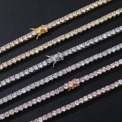 Unisex Iced Out Tennis Bracelet with Cubic Zirconia, Geometric Round Link Chain Bracelet for Women and Men