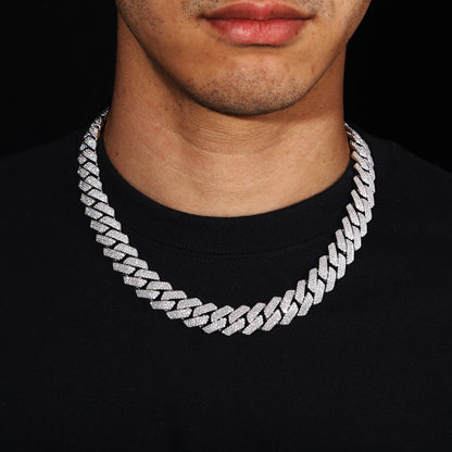 16mm Iced Out Moissanite Cuban Link Chain Necklace and Bracelet for Women and Men